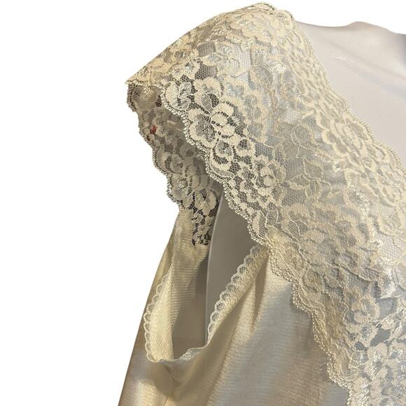 VTG Y2K Collections ETC M Lace Slip Top Satiny Cottagecore Romantic‎ Coquette - Picture 5 of 10